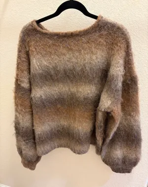 fuzzy ombré crewneck sweater thumbnail 4