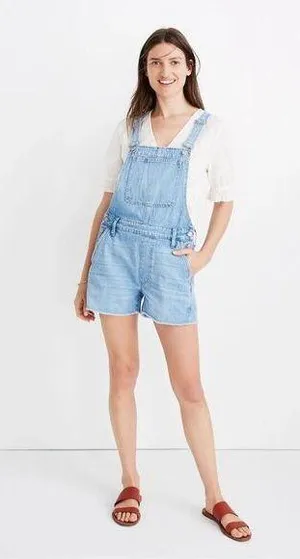 Madewell Adirondack Short Overalls in Phillips Wash thumbnail 1