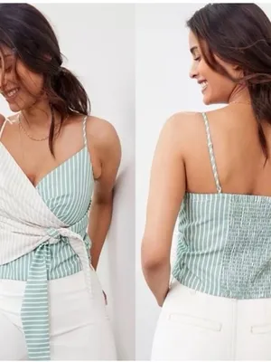 Mare Mare x Anthropologie | Tie-front striped wrap tank top, M thumbnail 2