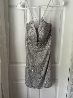 Camille La Vie sequined Glitter Rhinestone mini homecoming dress women sz 4 thumbnail 12