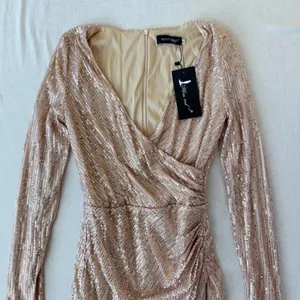 NWT Miss Ord Rose Gold Sequin Mini Dress S Glam Party Cocktail Y2K thumbnail 6