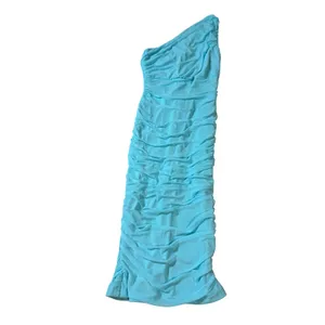 NWOT OYS Light Blue Ruched Midi One Shoulder Dress Size Large Formal‎ Sexy thumbnail 2
