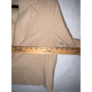 Easel‎ Los Angeles Tan Pinstripe Cropped Blazer Cotton Linen Blend Size L NWT thumbnail 6