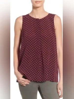 Madewell Burgundy Silk Tank Blouse in Star Mix Medium thumbnail 2