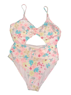 Celebrity Pink Floral Cut Out Swimsuit thumbnail 4