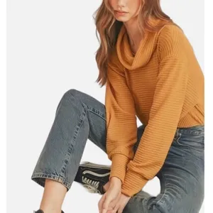 Free People NWT Women Large Orange Knit Sweater Top Lagenlook Boho Fall Cottage thumbnail 3