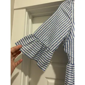 Women’s Size Small Blue Striped Bell Sleeve Fit & Flare Casual Game Day Modest thumbnail 3