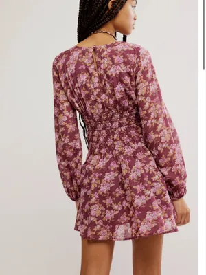 Free People Keep You Mini Dress in Berry Combo Size XS thumbnail 2