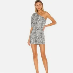 NBD Revolve Shey mini snakeskin poof sleeve dress new with tags thumbnail 2