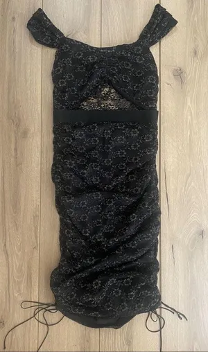 for love and lemons black gold lace sheer cutout ruched joanna dress thumbnail 2