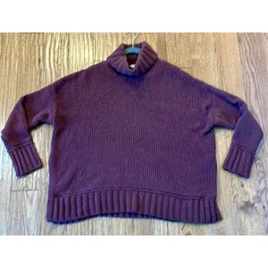 Aerie burgundy chunky knit cozy turtleneck sweater small thumbnail 9