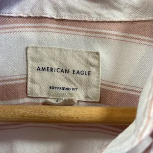 American Eagle striped boyfriend fit button down shirt thumbnail 3