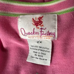 Quacker Factory 2X-Large Cardigan Sweater Button-Up Grasshopper Embroidered Pink thumbnail 7