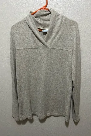 Columbia Beige Cowl Neck Fleece Sweater Outdoor Layer Size Medium thumbnail 1