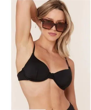NWT Andie The Bermuda Bikini Swimsuit Underwired Top Full Bust Support S Black thumbnail 1