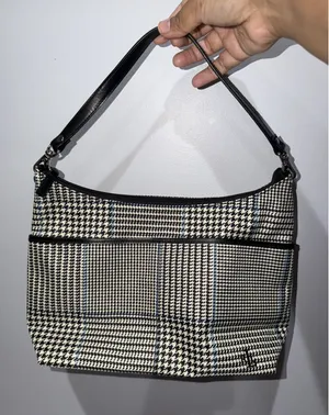 Vintage Lauren Ralph Lauren Houndstooth Zippered Purse Bag Detachable Strap M thumbnail 1