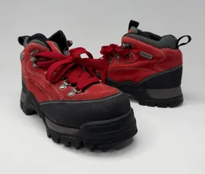 Candie’s Vintage Women’s Size 8.5 Red Leather Hiking Boots Chunky Lug Sole Y2K thumbnail 1