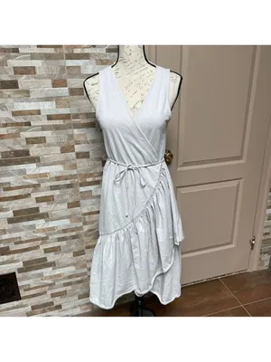 Zara NWT 100% cotton wrap dress with ruffles Sz S thumbnail 10
