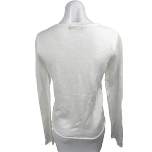 Brandy Melville White Knit Pullover Cozy V Neck Long Sleeve Sweater Top Size S thumbnail 2
