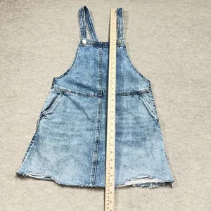 BLANKNYC Acid Wash Denim Overall Dress Blue Distressed Frayed Mini Sz 25 Classic thumbnail 6