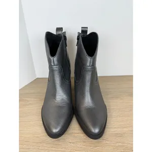 Pure Navy Ankle Boots Womens 38 Metallic Pewter Leather Block Heel Spain Western thumbnail 2