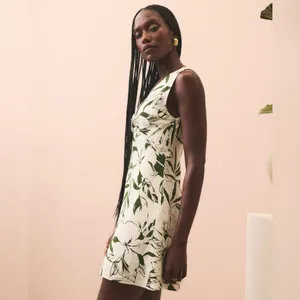 Abercrombie & Fitch Twist-Front Floral Mini Dress, White/Green, Size M, NWT thumbnail 2