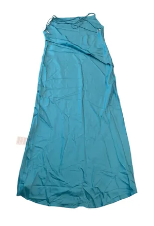 ASOS DESIGN Tall Satin Cowl Neck Maxi Dress Turquoise Blue US 16 thumbnail 1