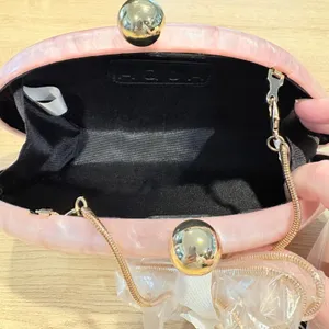 AQUA Pink Marbled Acrylic Pearlescent Shell Clutch Bag Gold Chain Strap NEW thumbnail 8