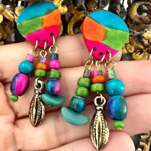 Multi colored dangling clip on earrings thumbnail 11