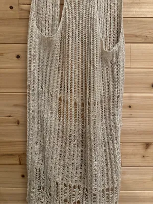 Y2K Mudd Small Crochet Open Knit Full Length Sleeveless Duster Boho Western thumbnail 6