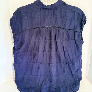 Anthropologie Pilcro and the Letterpress Navy Blue Relaxed Fit Cotton Blouse XS thumbnail 5
