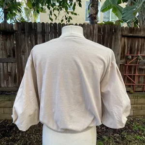 Zara Cream Puff Sleeve cropped minimalist career capsule wardrobe romantic top thumbnail 2
