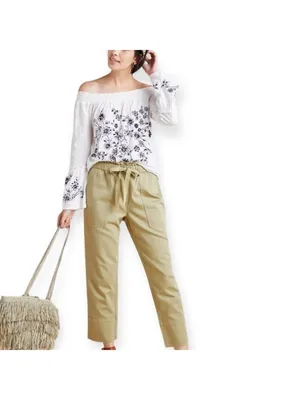 Anthropologie Annie Embroidered Off-The-Shoulder Blouse Size M Boho thumbnail 14