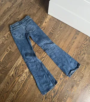 high waisted mini flare rigid denim jean pants size 4, 25” Jean thumbnail 6