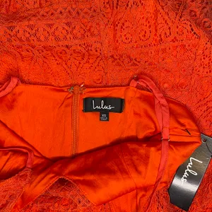Lulus Happy Glow Lucky Orange Lace Midi Dress thumbnail 6