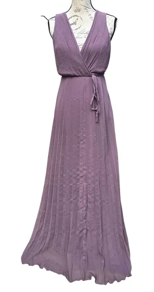 ASOS NWT Lavender Maxi Dress Pleated V Neck Sleeveless Tie‎ Waist Size 2 thumbnail 1