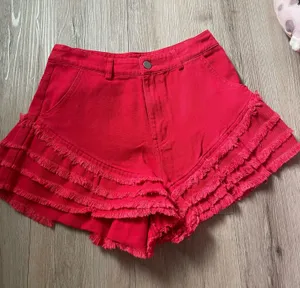 Boutique Red Denim Shorts thumbnail 1