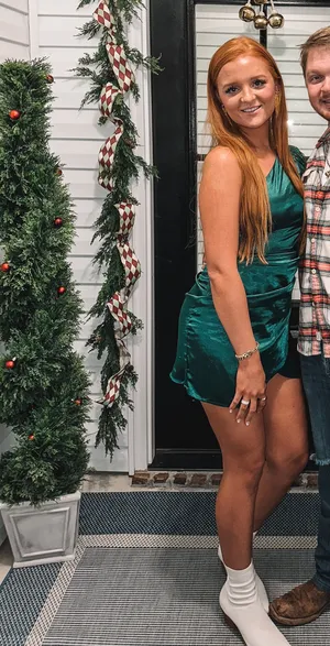 These Three Boutique Green Satin Dress thumbnail 2