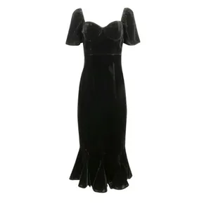 RHODE Sweetheart Velvet Ramona Slim Midi Dress in Jet Black Size 4 New with Tags thumbnail 10