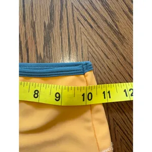 Five Dancewear Orange Blue Trim Crop Top Biker Shorts Set XXS Yoga Athletic thumbnail 4