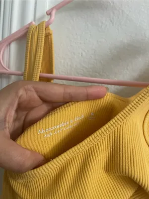Abercrombie & Fitch Mustard Ribbed Scoop Neck Bodysuit thumbnail 2