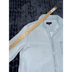 Quince Women's Chambray Shirt Dress Blue Cotton Button Up Mini Tunic Denim Sz S thumbnail 8