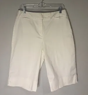 Talbots stretch cotton twill Bermuda length shorts white 10 thumbnail 1