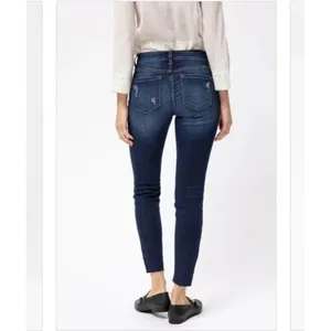 Kancan Mid Rise Ankle Skinny Jeans Size 11/29 Dark Wash Raw Hem KC8396D thumbnail 11