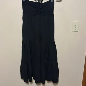 Theory Melcia black linen halter tiered cover‎ up dress One Size Fits Most thumbnail 5