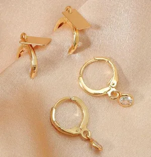 Geometric Rhinestone Hoop Drop Earrings Gold 2 pairs thumbnail 3