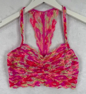 PINK Victoria's Secret Lace‎ Bralette Womens Medium Neon Pink Racerback 36007169 thumbnail 1
