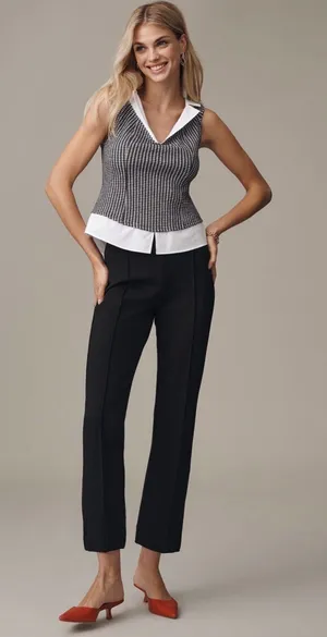 Maeve Poppy Kick Flare Pull On Black Pants Small thumbnail 1