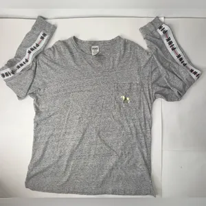 VICTORIAS SECRET PINK Shirt Rare Bling Big‎ Dog Campus Pocket Womens Size M Gray thumbnail 11