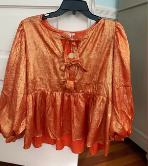 Orange shimmer long sleeve top medium thumbnail 1